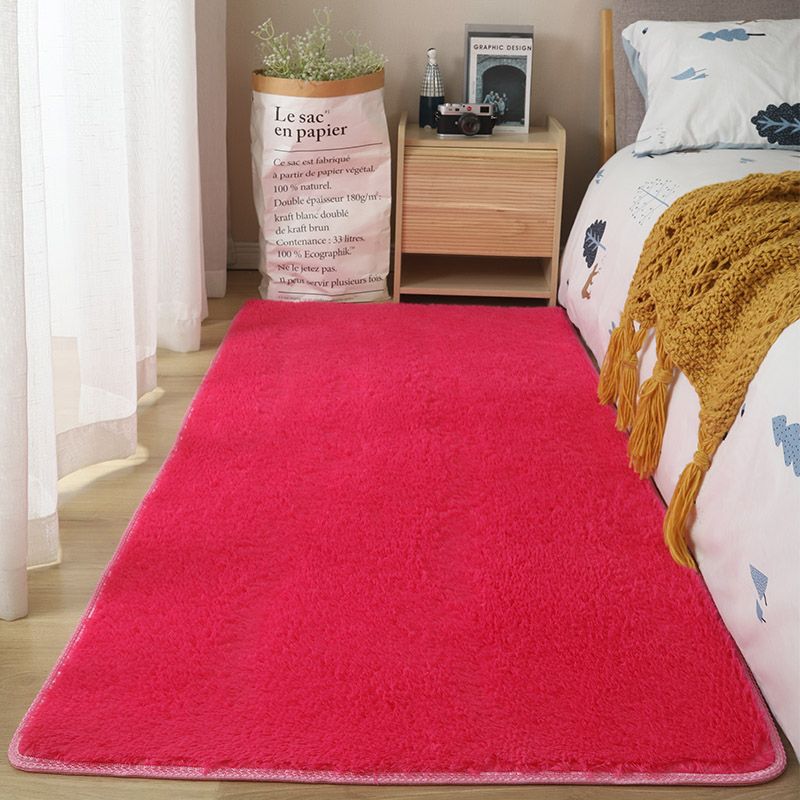 White Bedroom Area Rug Solid Color Polyester Area Carpet Non-Slip Backing Area Rug