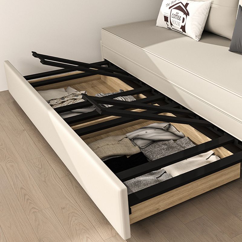 Bonded Leather Scandinavian Sofa Bed Armless White Convertible Sofas