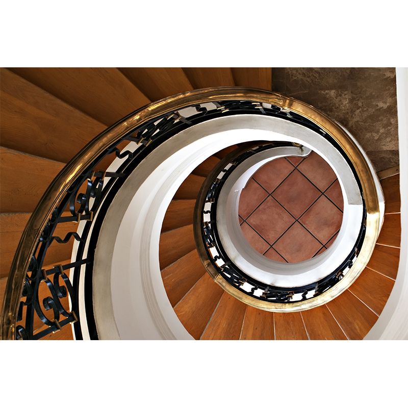 Contemporary Spiral Wood Stairs Mural Brown Waterproofing Wall Covering for Home