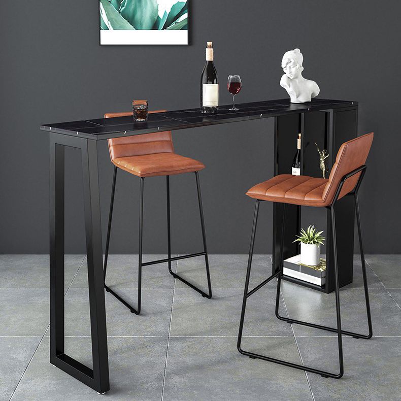 Rectangular Stone Bar Table Contemporary Bistro Table with Storage