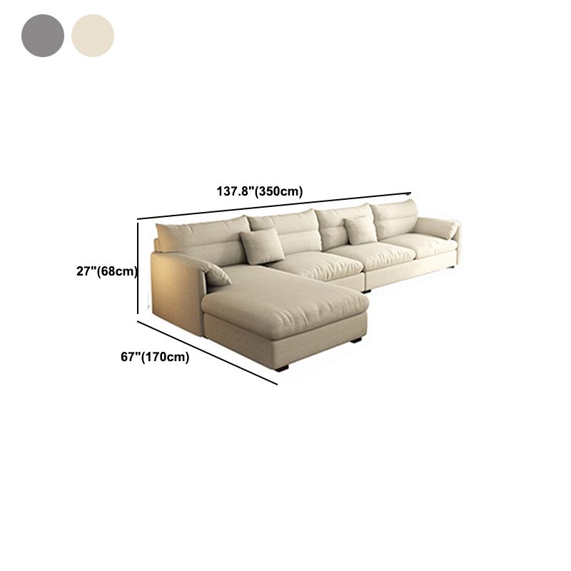 Nordic Square Arm Sofa & Chaise Loose Back Cushions Sofa - 26.77" H