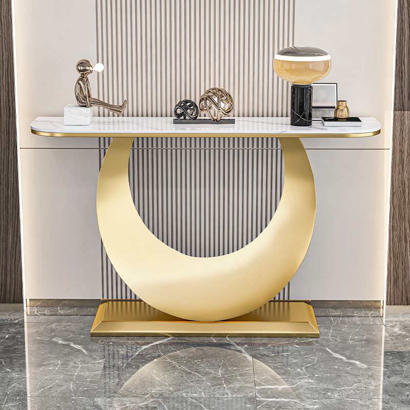 Glam Stone Accent Table Scratch Resistant Sofa Console Table for Hall