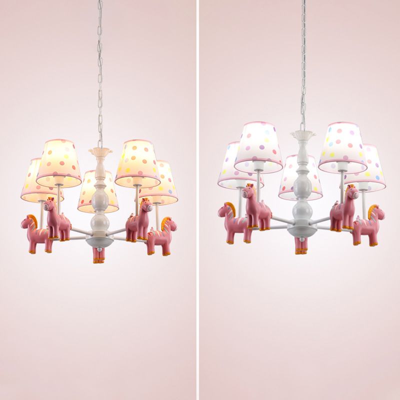 Zebra Bedroom Chandelier Pendant Light Resin Childrens Hanging Light with Patterned Fabric Shade