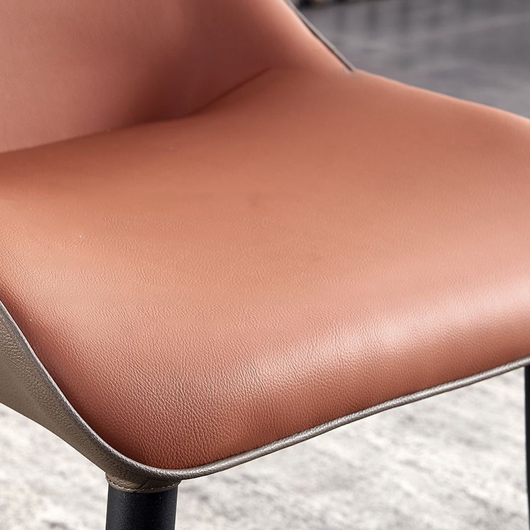 Zeitgenössischer Konferenzraum Wingback Seitenstuhl Orange Leder Essstuhl