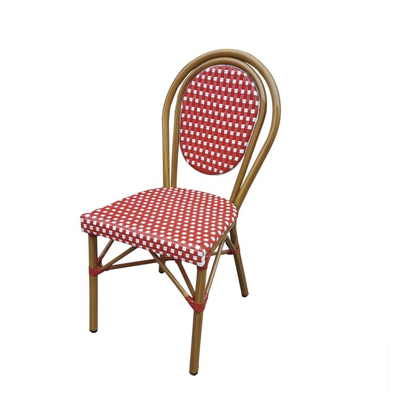 Tropical Outdoor Bistro Chairs Rattan Armles Stacking Patio Dining Chair