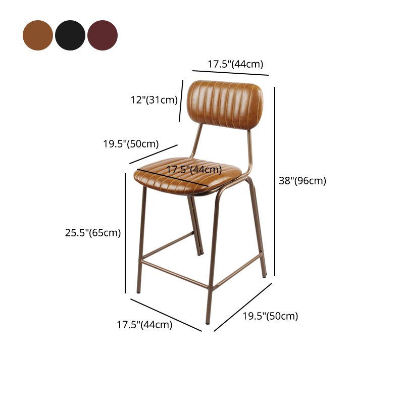 Industrial Leather Distressed Quilted Barstool Indoor Tall Stool with Rectangle Seat