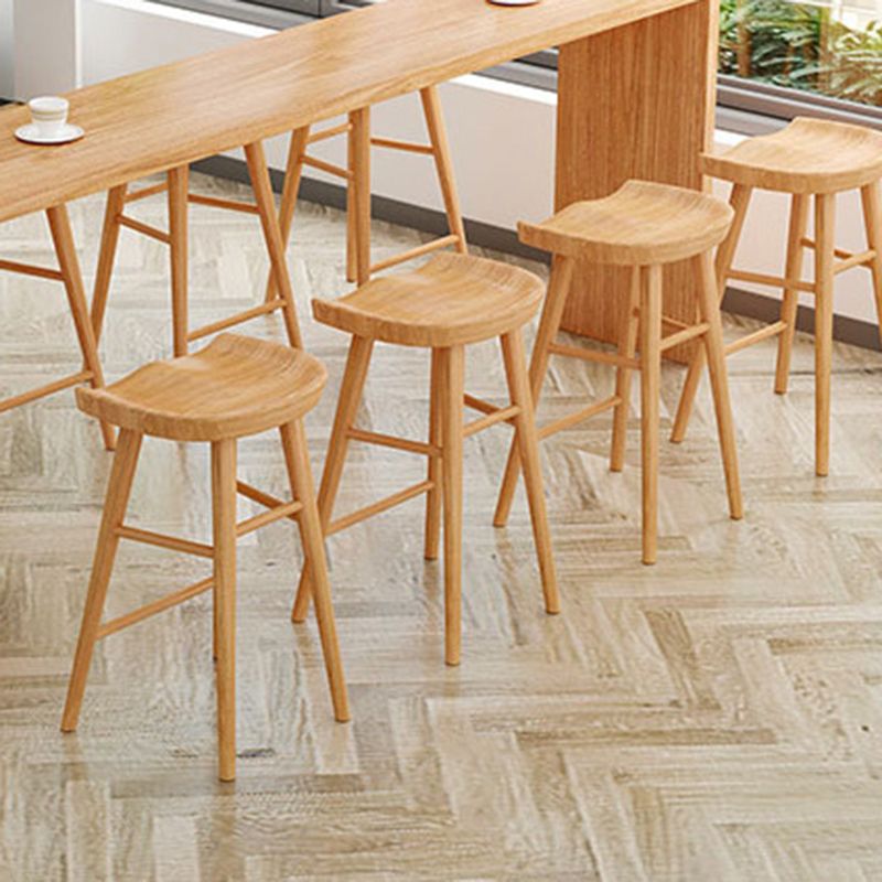Solid Wood Counter Stool Industrial Backless Bar Stool with Footrest