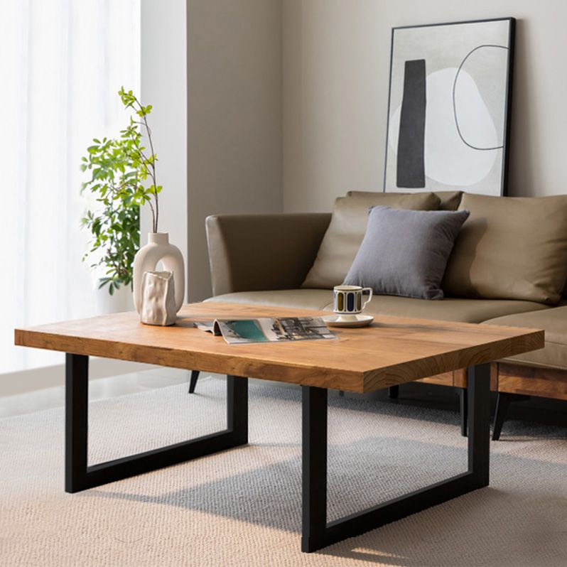 Solid Wood Coffee Table Trestle Medium Wood Coffee Cocktail Table
