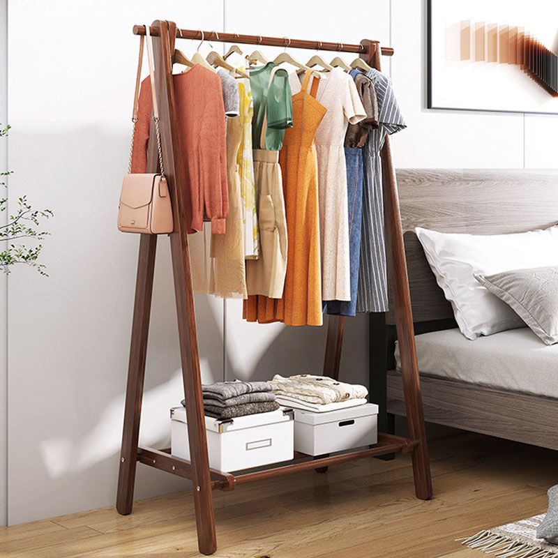 Wood Entryway Hall Tree Storage Shelves Hall Stand with Hanging Rail Coat Rack