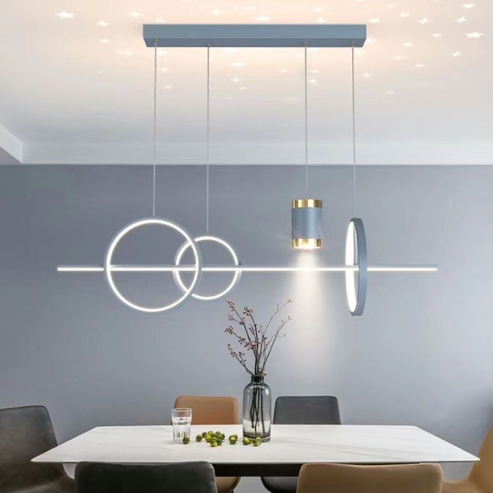 5-Light Contemporary Hanging Light Metal Adjustable Length Island Light Fixture