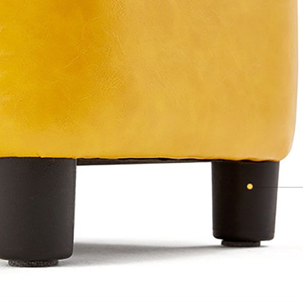 Glam Pouf Ottoman Faux Leather Upholstered Solid Color Square Ottoman with Legs
