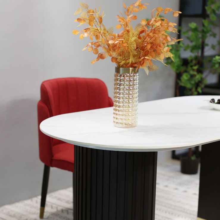 Mesa de comedor de comedor de doble pedestal de lujo muebles de comedor de piedra
