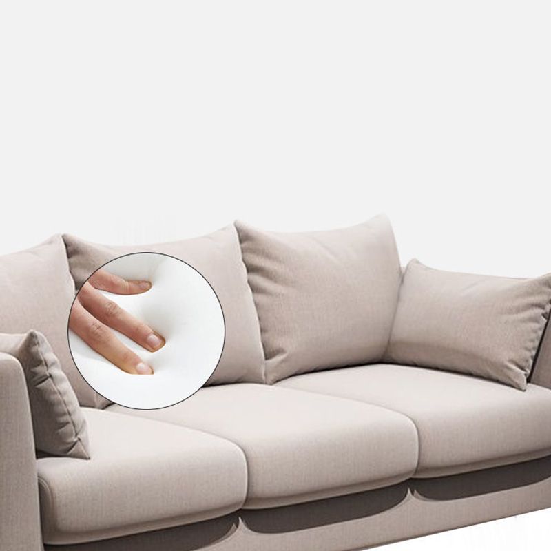 Contemporary 3-Seat Square Arm Sofa Leather/Linen-Blend Settee with Pillow Back