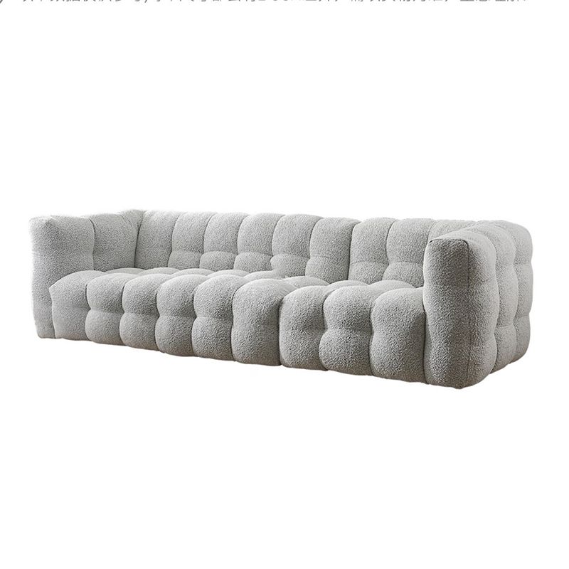 Beige and Gray Standard Seating Tuxedo Arm Sofa Biscuit Back for Apartment