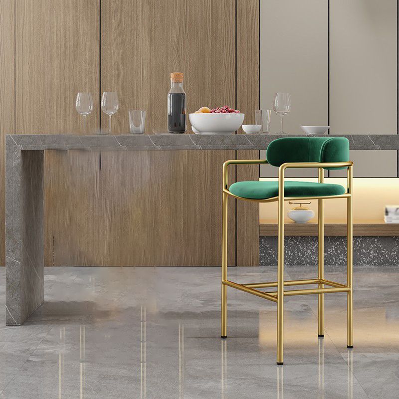 Industrial Upholstered Counter Stool Arm Low Back Bar Chair with Metal Legs