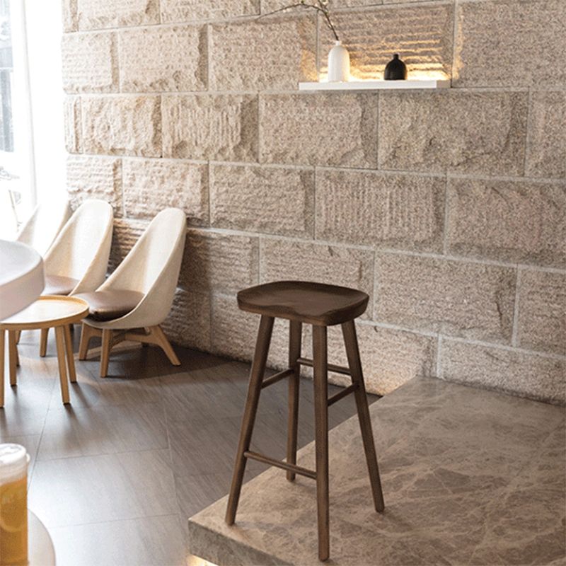 Industrial Armless Backless Counter Stool Wood Bar Stool with Pedal for Cafe