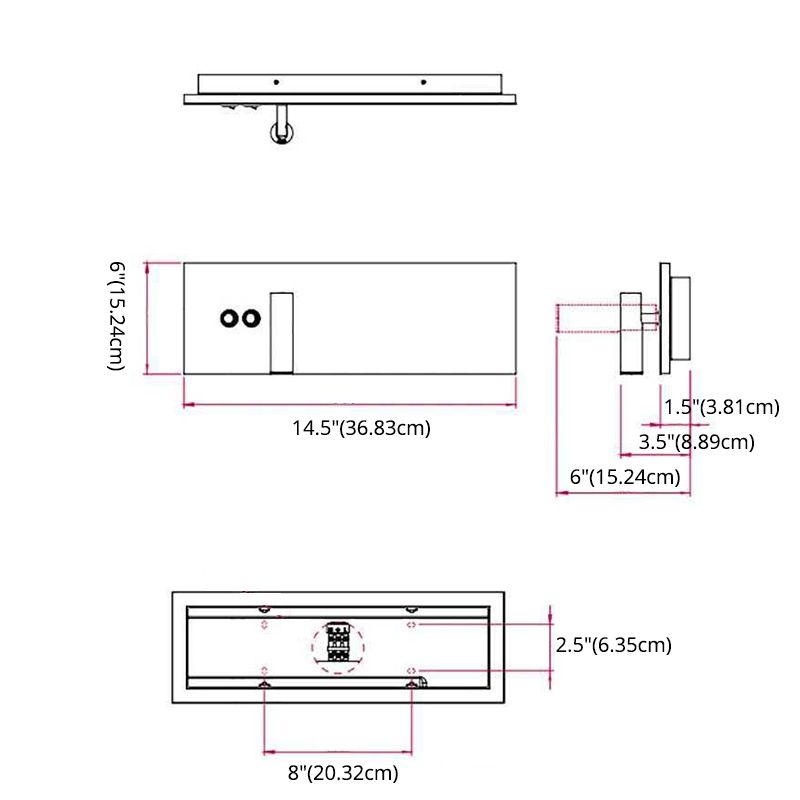 Lumières murales rectangulaires contemporaines Appiculture murale à monture à chasse d'eau métallique pour chambre à coucher