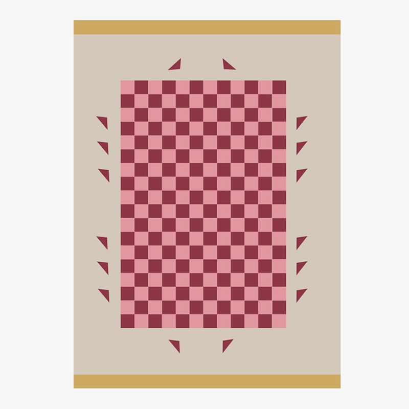 Pink Modern Carpet Plaid Pattern Polyester Area Rug Easy Care Rug for Home Decor