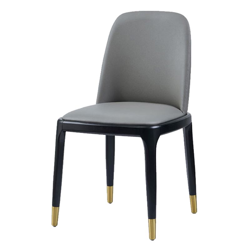 Silla auxiliar de cuero industrial para restaurante, silla de comedor Parsons con patas de nogal
