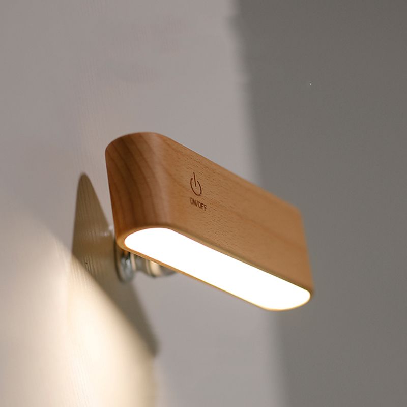 Simplicidad nórdica Luces de madera de madera Rectatable Rectangular Creative LED Lámpara de pared para dormitorio