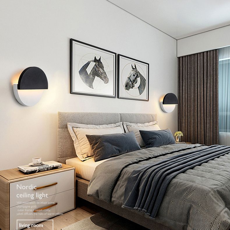 Stile moderno a forma rotonda a led monte a monte leggera camera da letto da letto da comodino lampada con applique