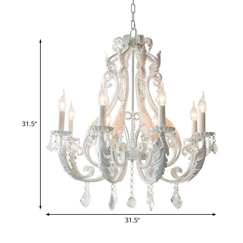 8 lumières Clear Crystal Chandelier Lighting Aymord Rustic Bandle Bedroom Suspension Lampe