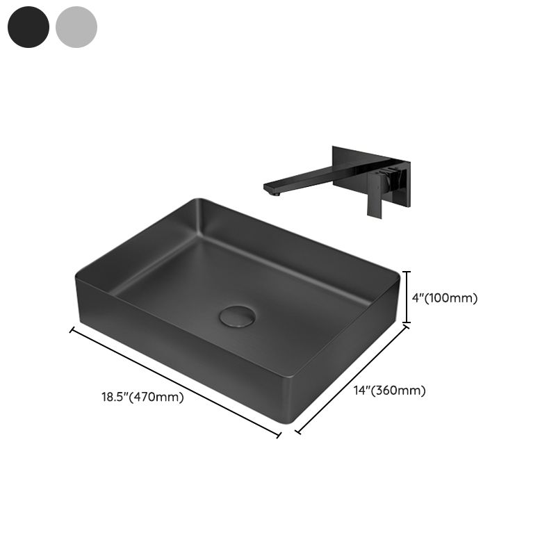 Contemporary Trough Bathroom Sink Solid Color Metal Trough Sink