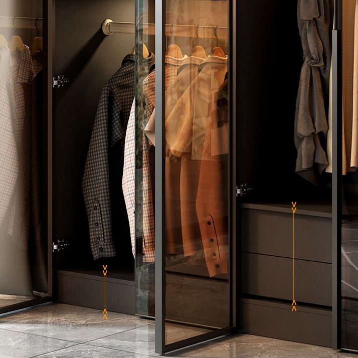 Modern Style Glass Wardrobe Bedroom Wardrobe Closet with Soft Close Door