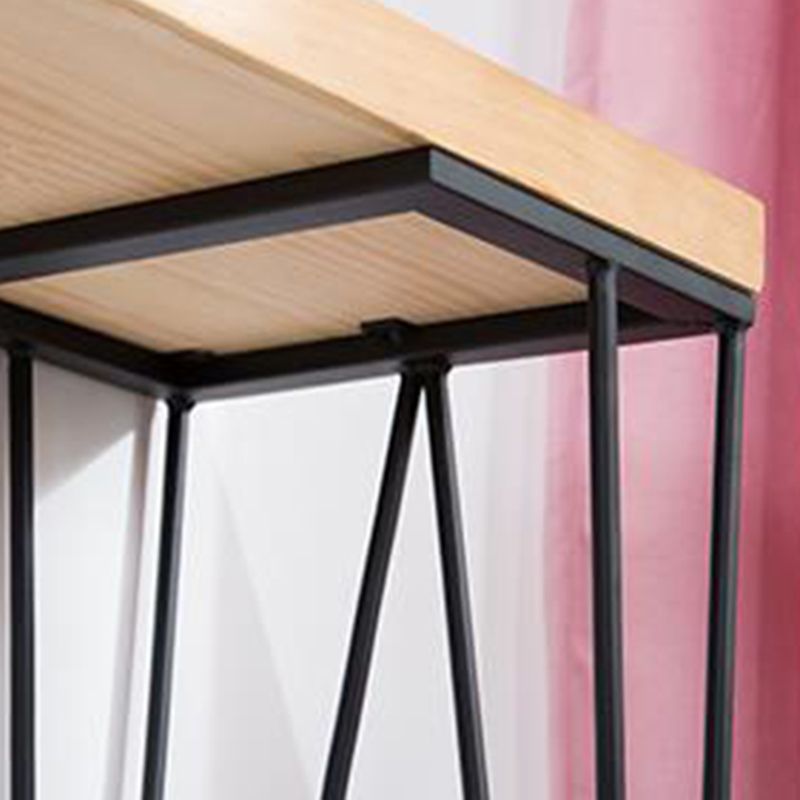 Modern Solid Wood Bar Dining Table Rectangle Bar Table with Storage Shelf