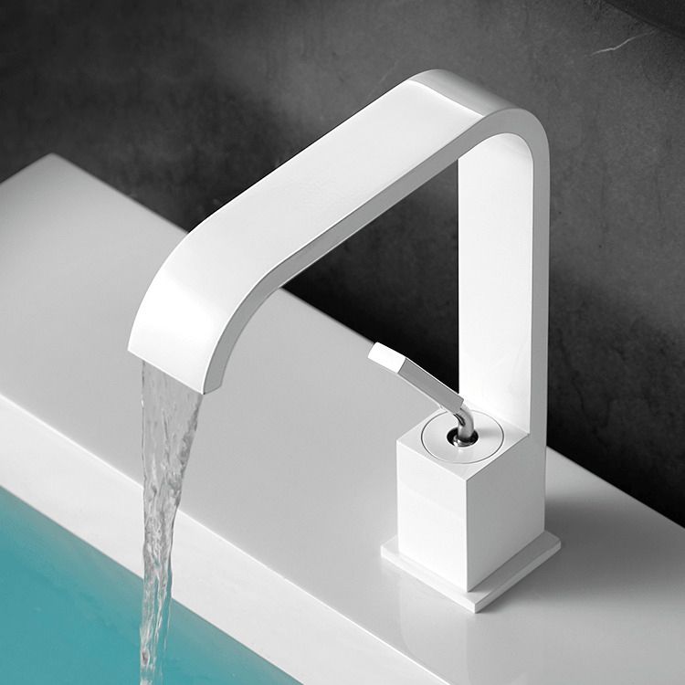 Waterfall Spout Widespread Lavatory Faucet Modern Metal Widespread Sink Faucet
