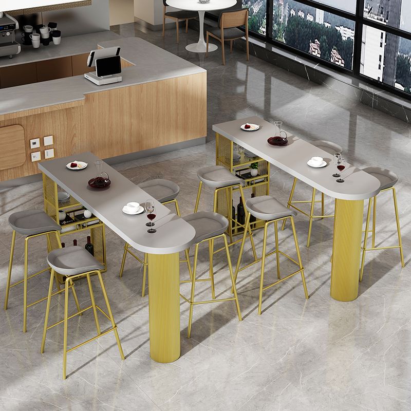 Metal Contemporary Freeform Dining Table Pine Wood Top Table