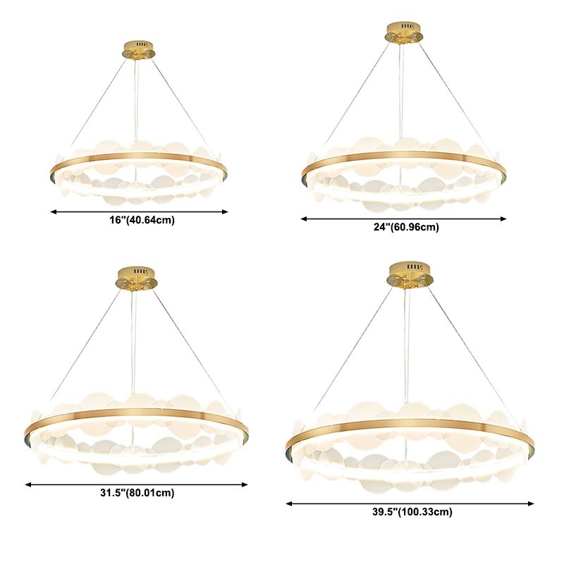 1-Light Suspension Light Modern Style Ring Shape Metal Acrylic Chandelier Light Fixtures