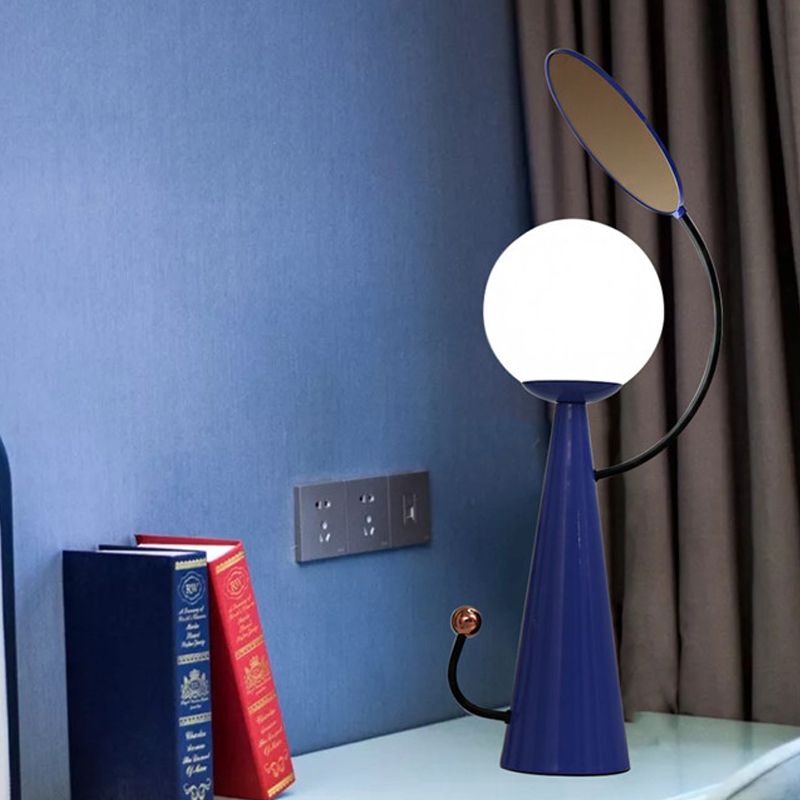 Lampada da comodino Orb Lampada da comodino moderna a LED in vetro opale blu/oro con design a specchio per camera da letto