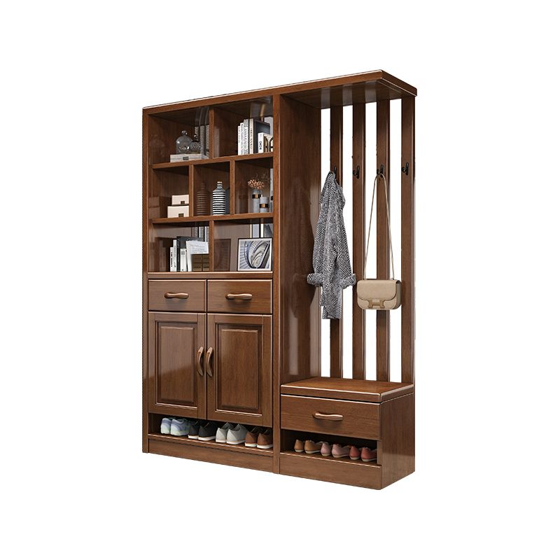 Modern Wood Cabinet in Brown 13.77" Wide Accent Cabinet with Drawers and Doors