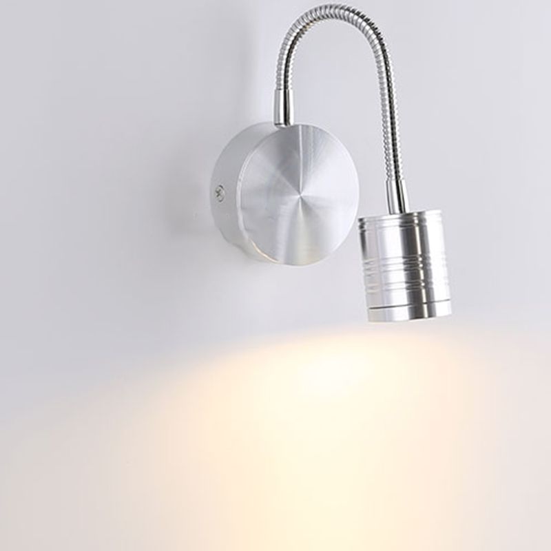 Éclairage mural de cylindre en métal style contemporain 1 éclairage de lecture murale lumineuse