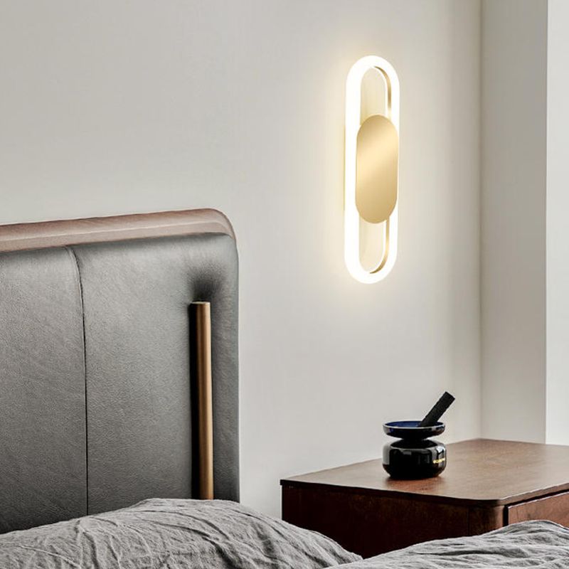 Oval 1 - Light Wall Flush Mount in Gold / Black Post Modern LED Wall Light