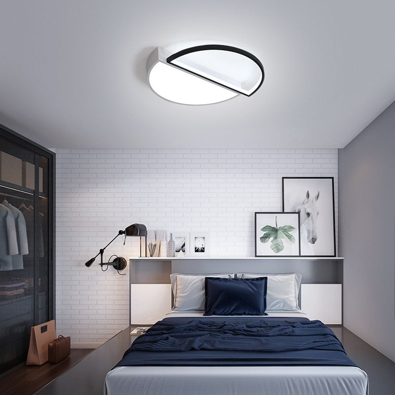 Splicing Round Flush Mount Ceiling Light Modernity Metal LED Black/White Flush Lamp in Warm/White Light/Remote Control Stepless Dimming, 18"/21.5" W