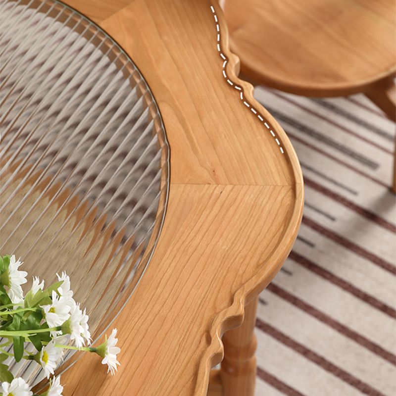 4 Legs Coffee Table No Distressing Solid Wood Coffee Table with Shelf