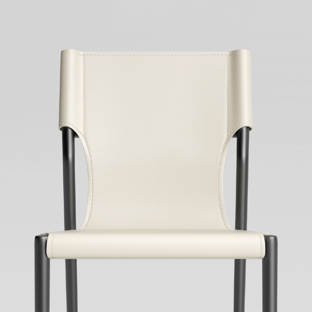 Leather Dining Chair Industrial Dining Side Chair with Black Legs