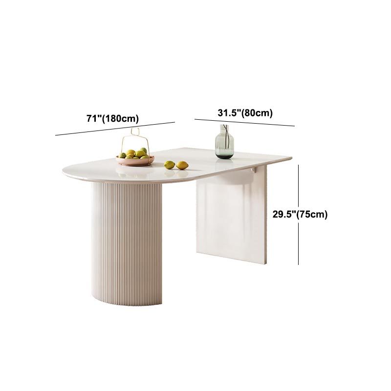 Stone Top Dining Table Modern Double Pedestal Table in White