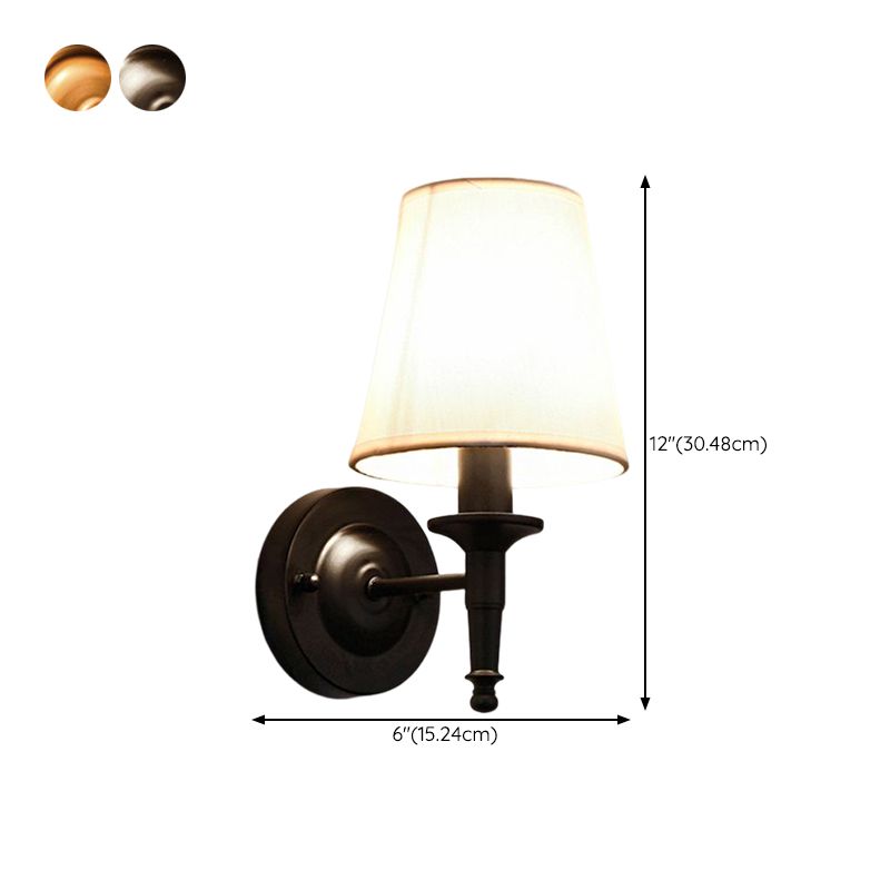 Cylinder Wall Light Fixture Modern Fabric 1 Light Wall Sconce for Bedroom