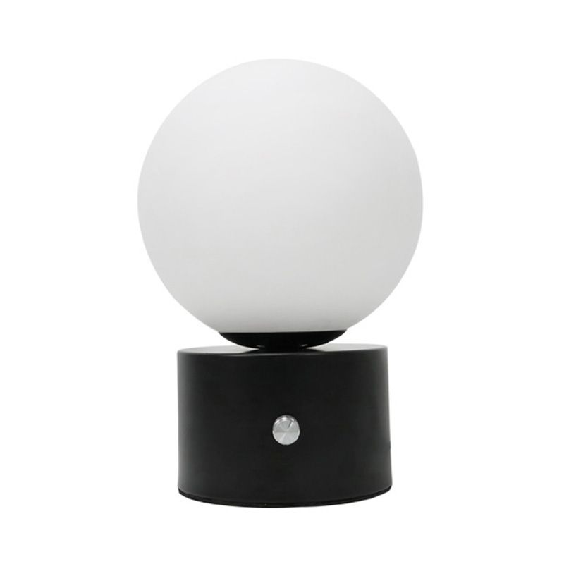 Modern Style Geometry Night Table Lamp White Glass One Light Table Light in Black