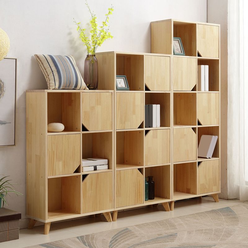 Modern Wooden Bookcase Standard Natural Closed Back Bookshelf