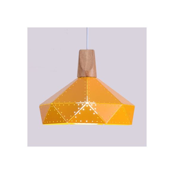 Restaurante en forma de diamante de techo de diamante de metal y madera de madera de color azul/verde/rosa/amarillo iluminación colgante