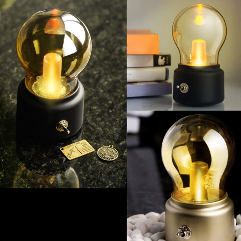 Bulbe en verre mini lampe de table simple 1 Hier-chambre à coucher stand de nuit avec un interrupteur rotatif