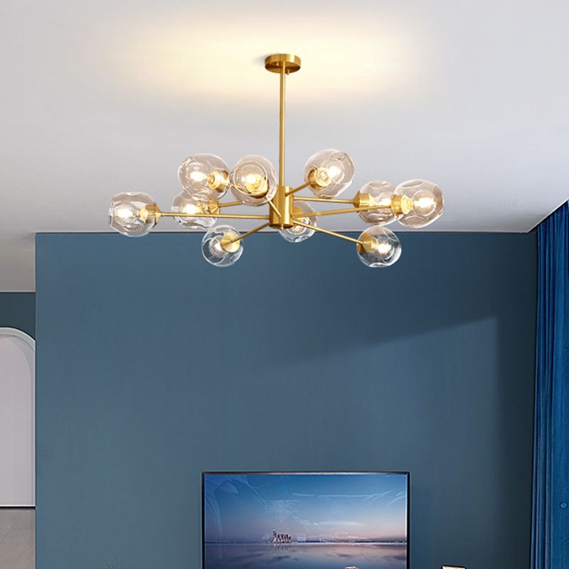 Gouden sputnik kroonluchter eenvoud helder glazen schaduwverlichting voor slaapkamer