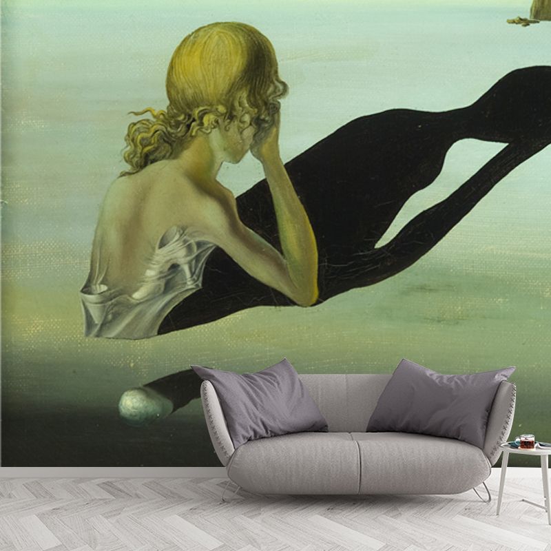 Non-Woven Waterproof Mural Surrealist Remorse or Sphinx Embedded in the Sand Painting Wall Decor