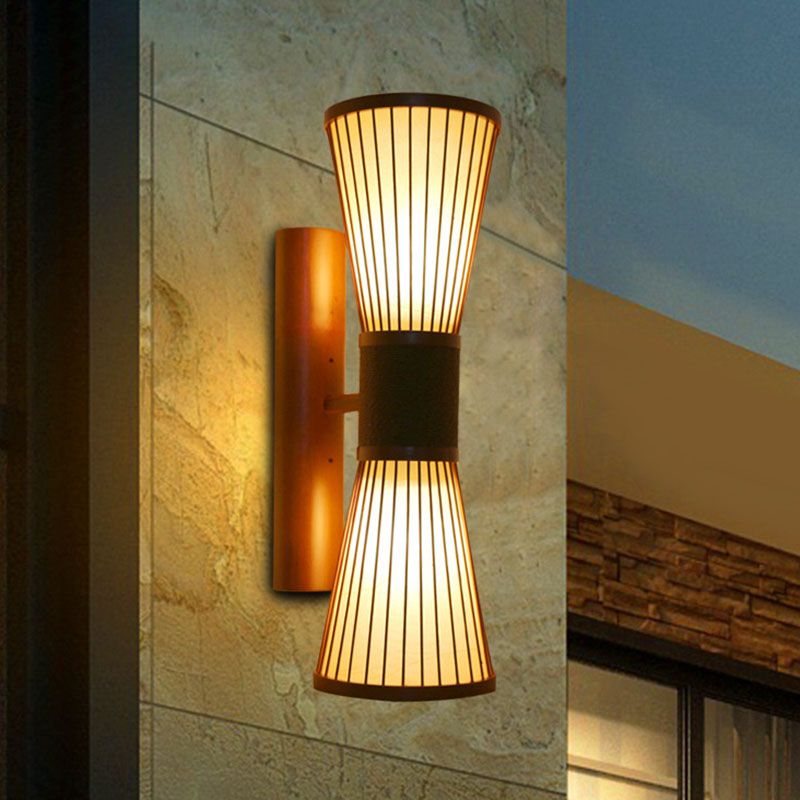 1 cabezal de pared de la pared de pared asiática iluminación de apliques de pared con gamboo de reloj de arena