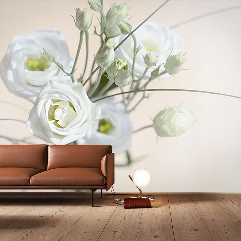 Lisianthus Flower Wall Decor Mural Moisture Resistant Living Room Wall Covering