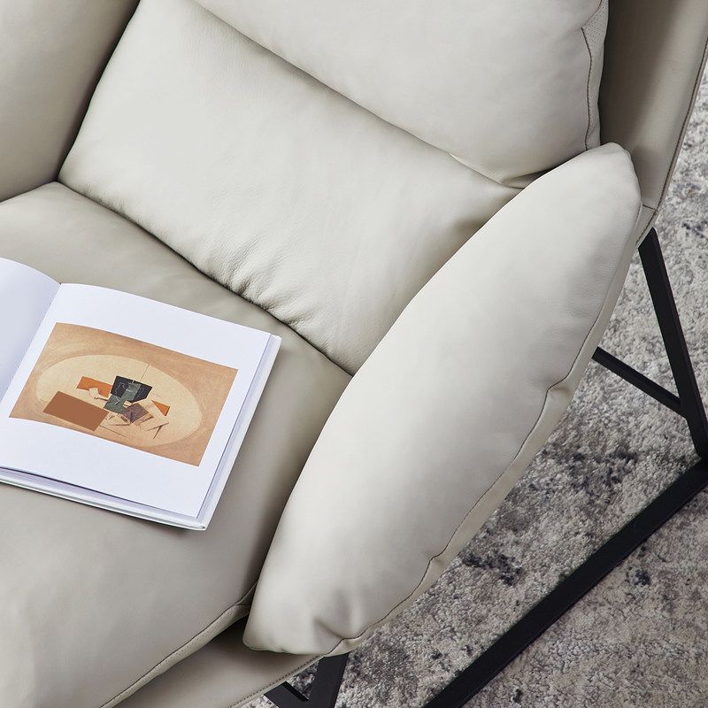 Contemporary 35.5"Wide Faux Leather Sewn Pillow Back Lounge Chair